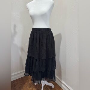 J. Crew Black and White Polka Dot Tiered Skirt
